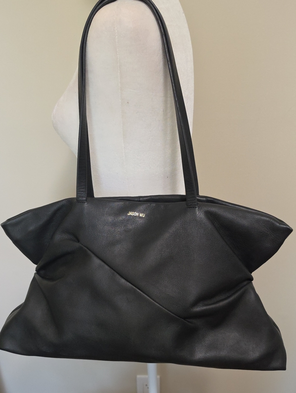 Jason Wu Black Leather Fold-Detail Tote